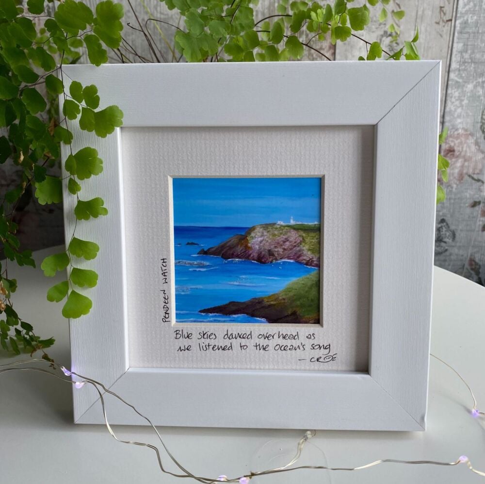 Pendeen Watch (blue) - Mini Framed Print