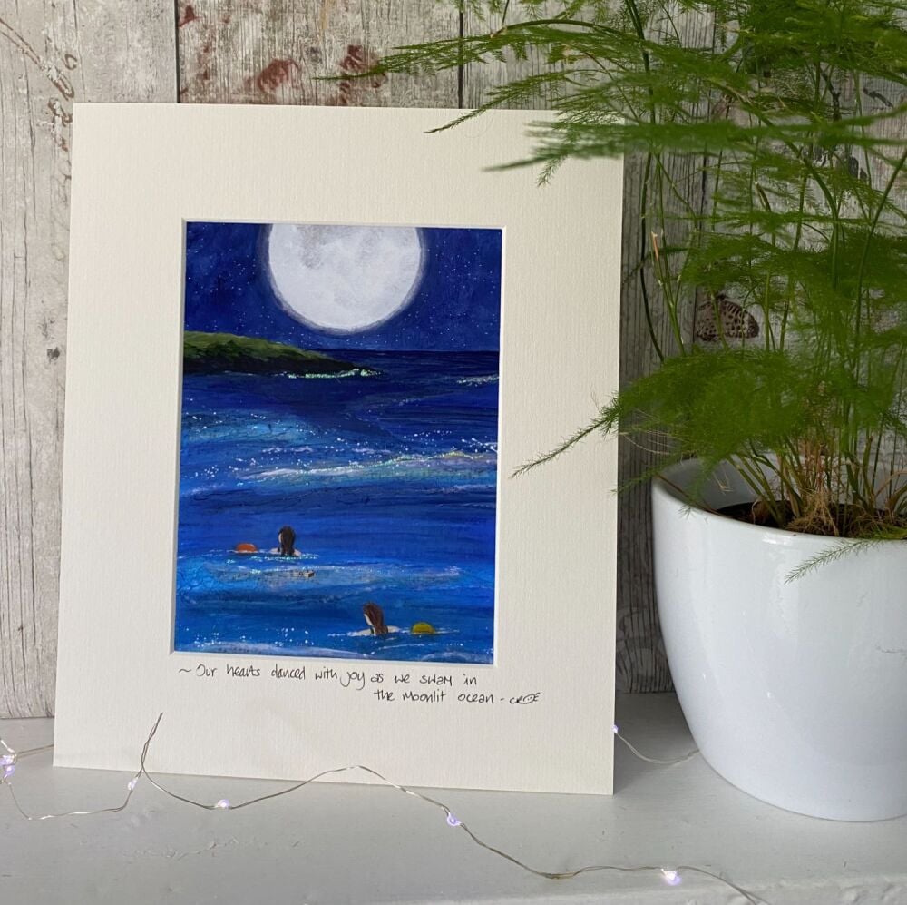 Moonlit swimmers - Mounted print