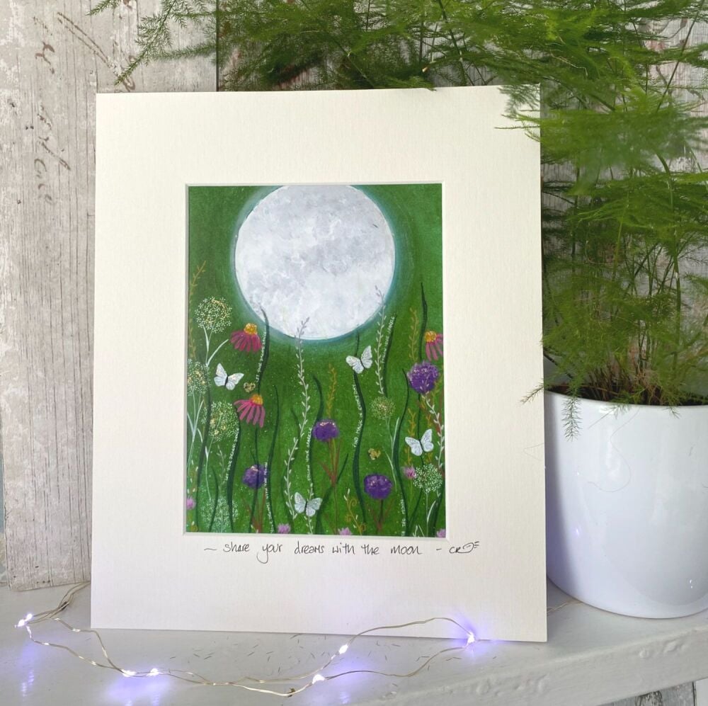 Share your dreams with the moon (Long) - Mounted print