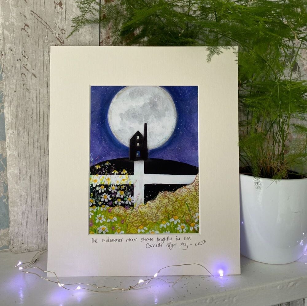 Cornish Midsummer moon (Long) - Mounted print