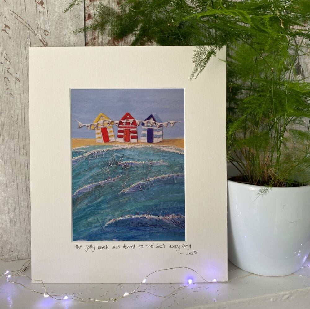 The Jolly Beach Huts - Mounted print