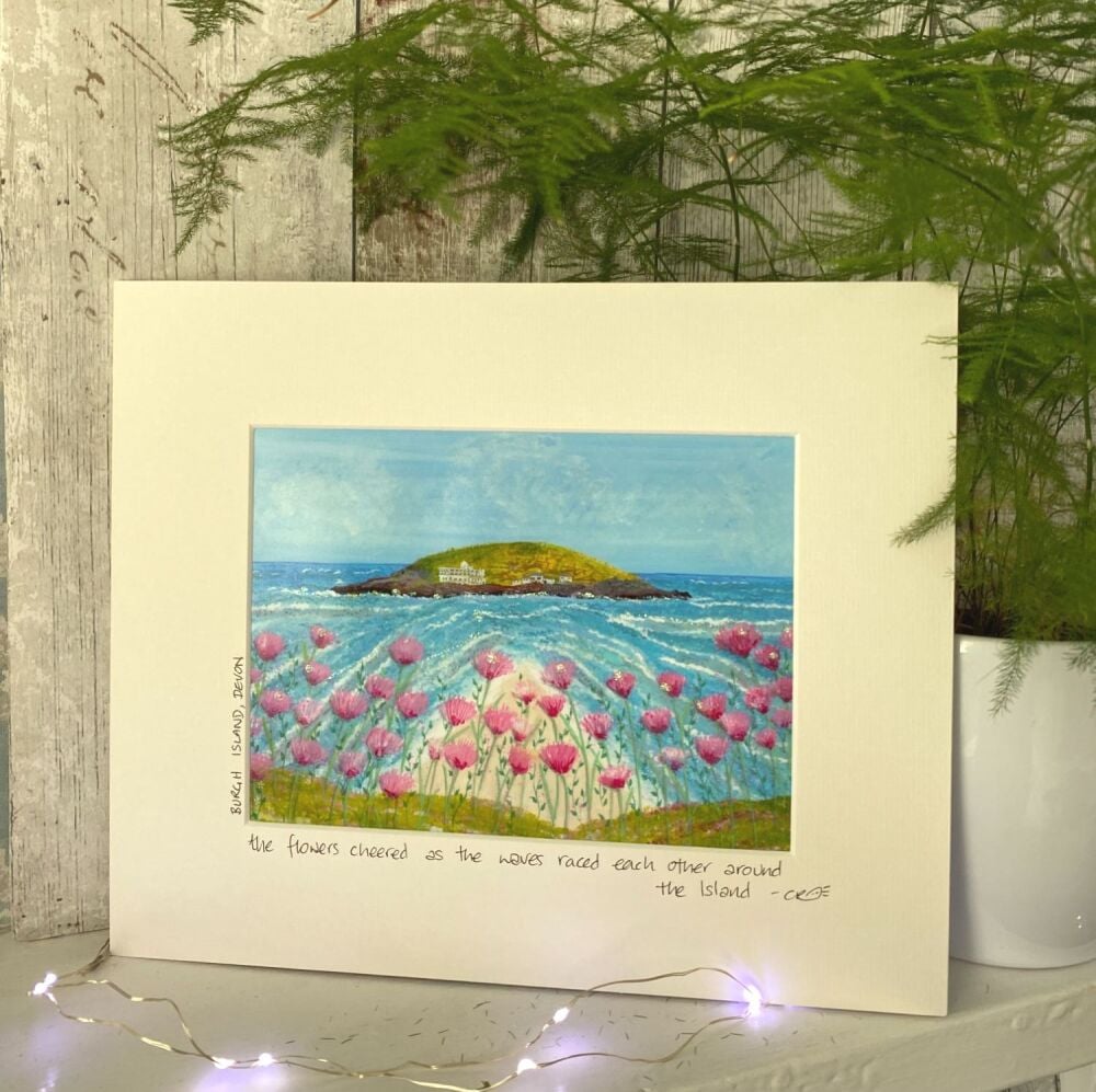 Burgh Island, the flowers cheered - Mounted print