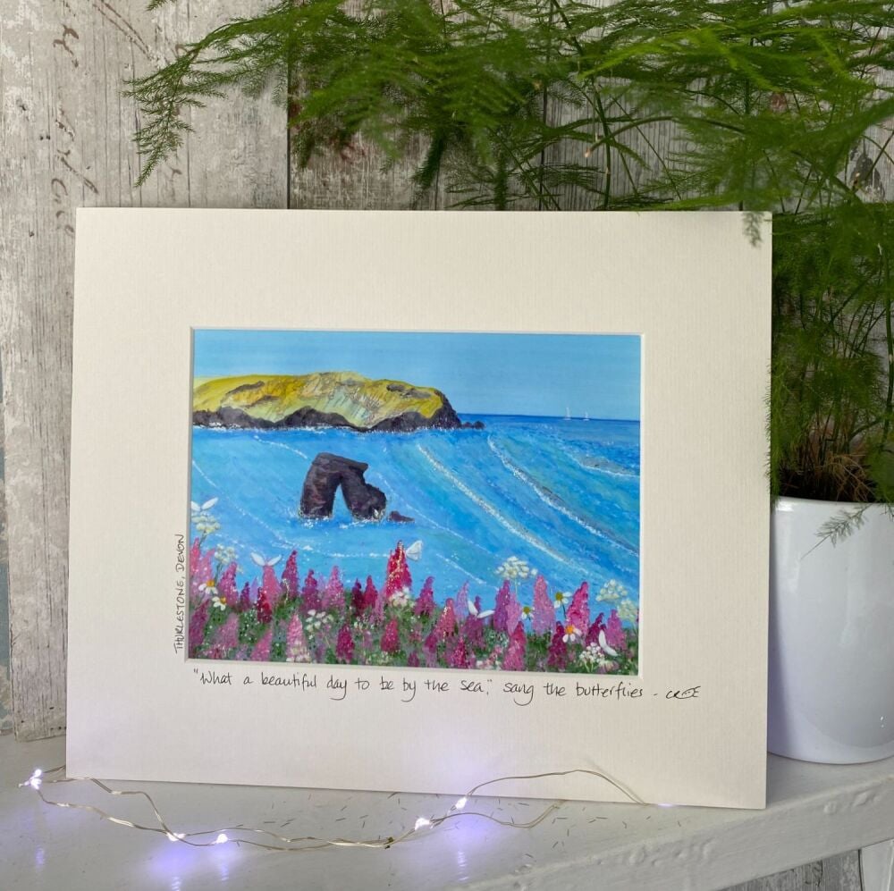 Thurlestone butterflies Mounted print