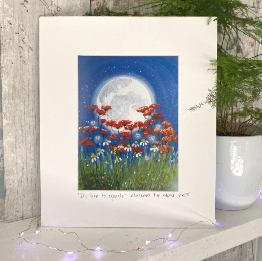 It's time to sparkle whispered the moon - Mounted print