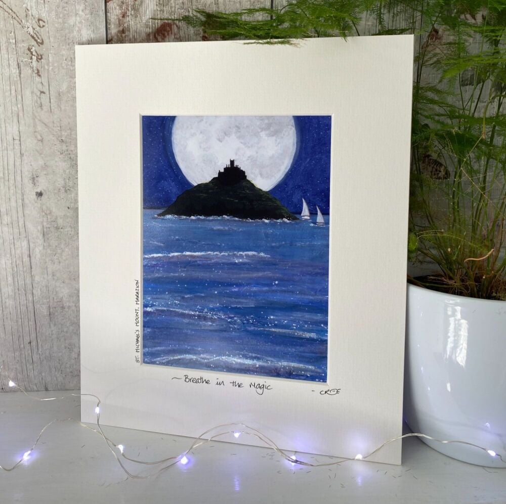 St Michael Mount Moon Magic (Long) - Mounted print