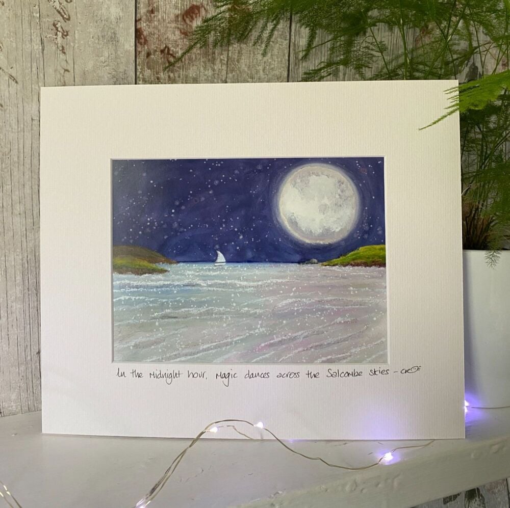 Salcombe midnight Mounted print