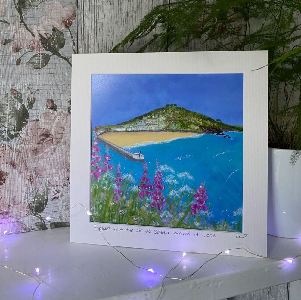 Looe - blue - Mounted print