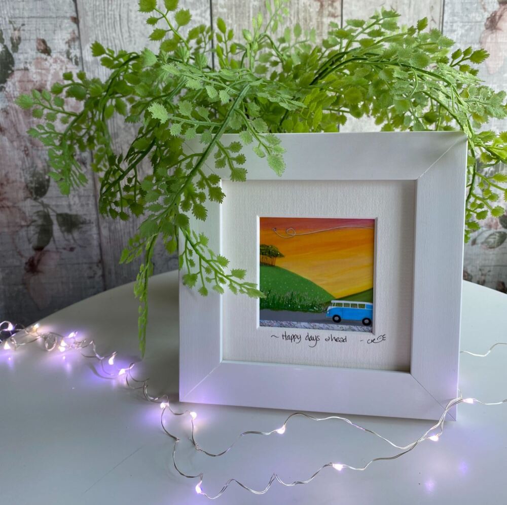 Sunset campervan - Mini Framed Print