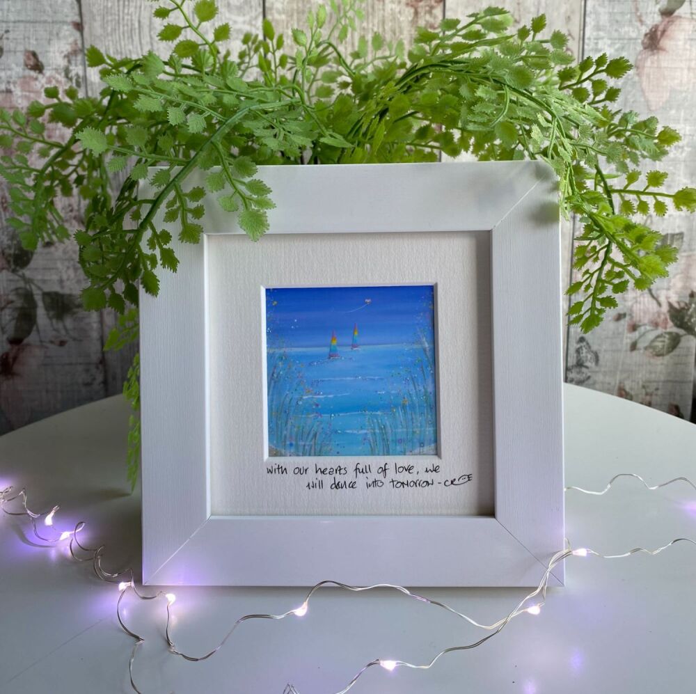 Rainbow boats - Mini framed print