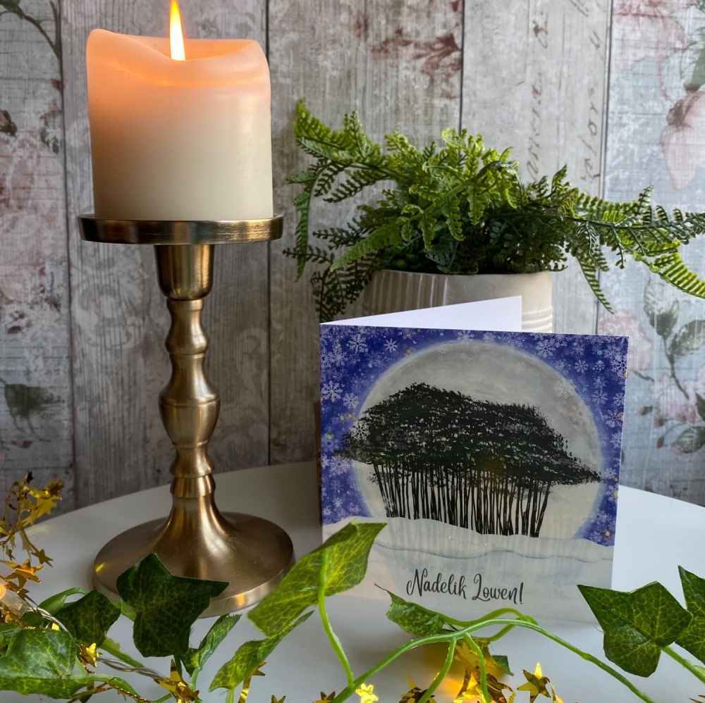 Nearly there tree moon -Christmas card