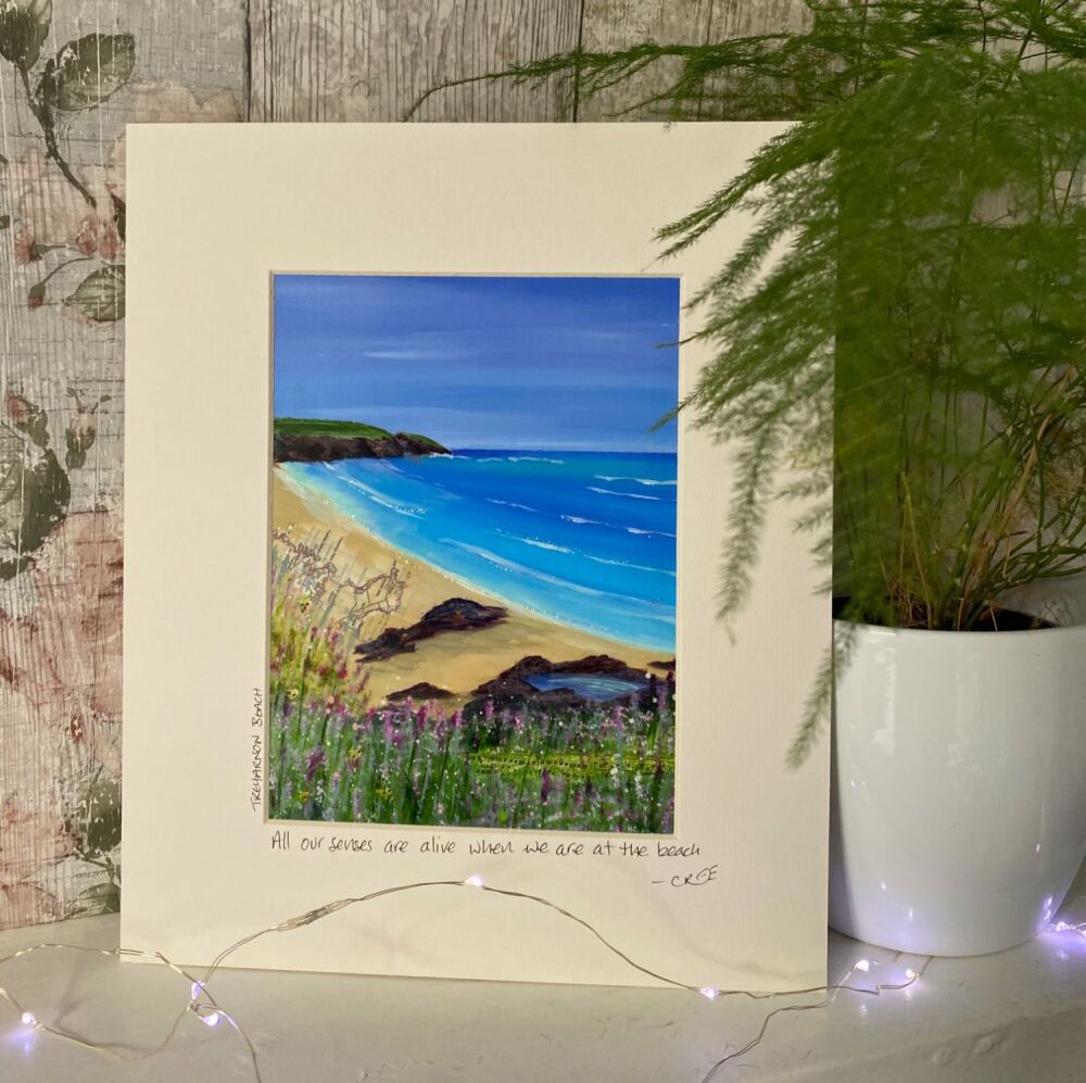Treyarnon Beach - Mounted Print