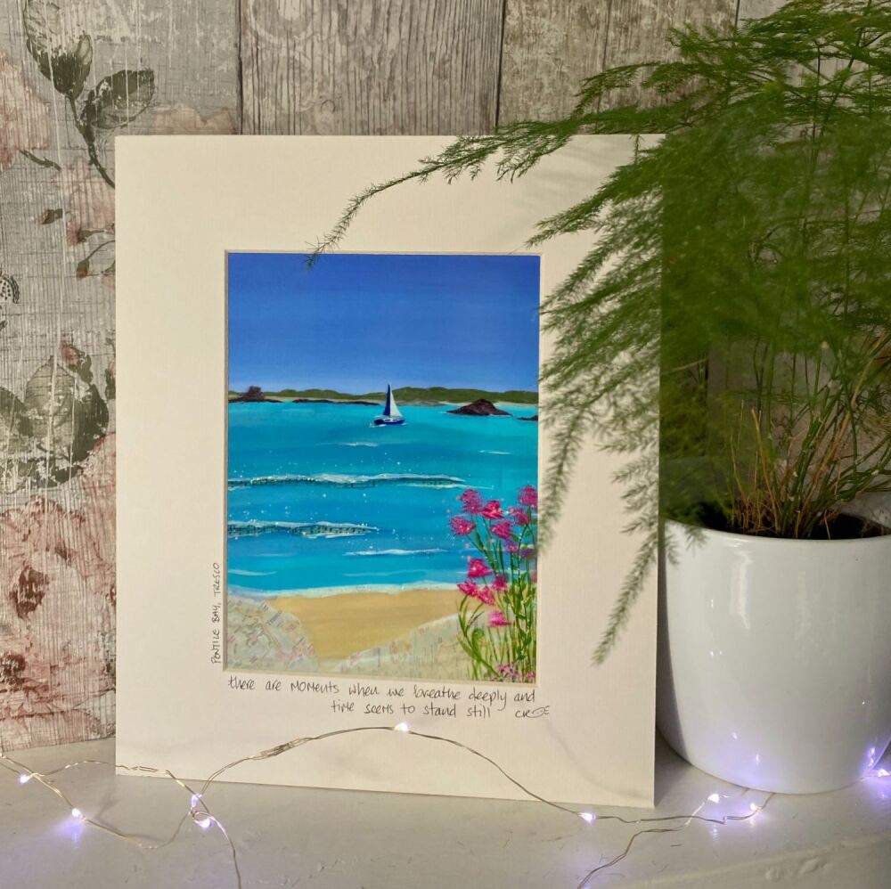 Pentle Bay, Tresco (portait) - Mounted Print