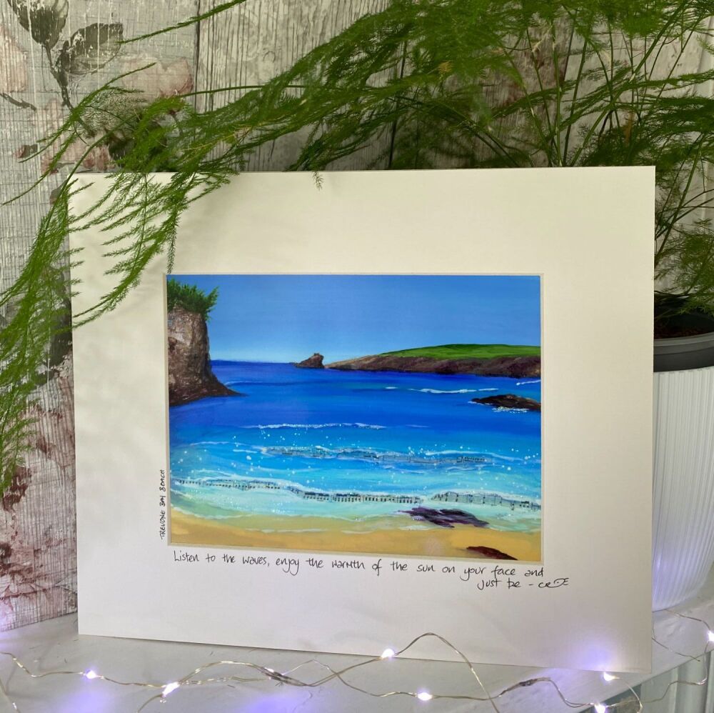 Trevone Bay Beach - Mounted Print