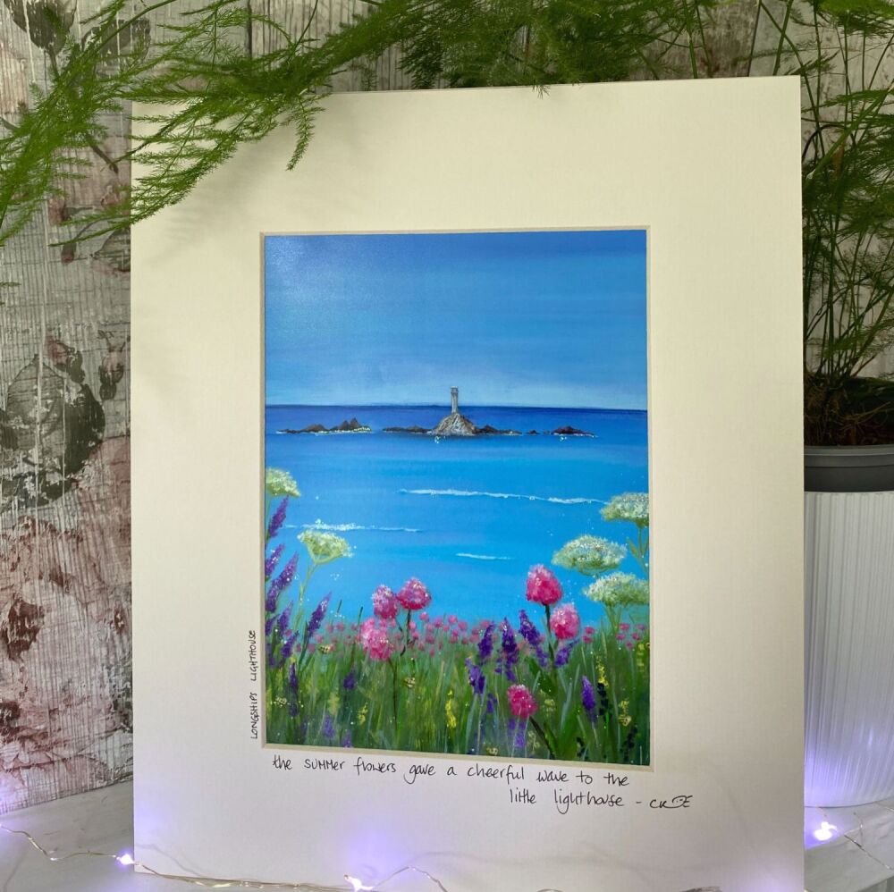 Longships, summer flowers - Mounted Print