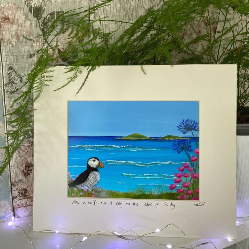 Scilly Puffin - Mounted Print