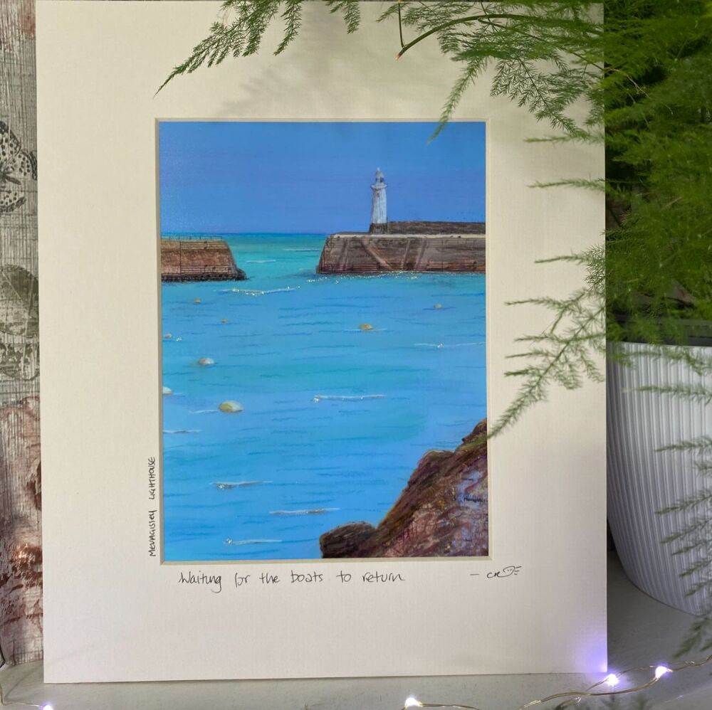 Mevagissey Lighthouse (Long) - Mounted Print