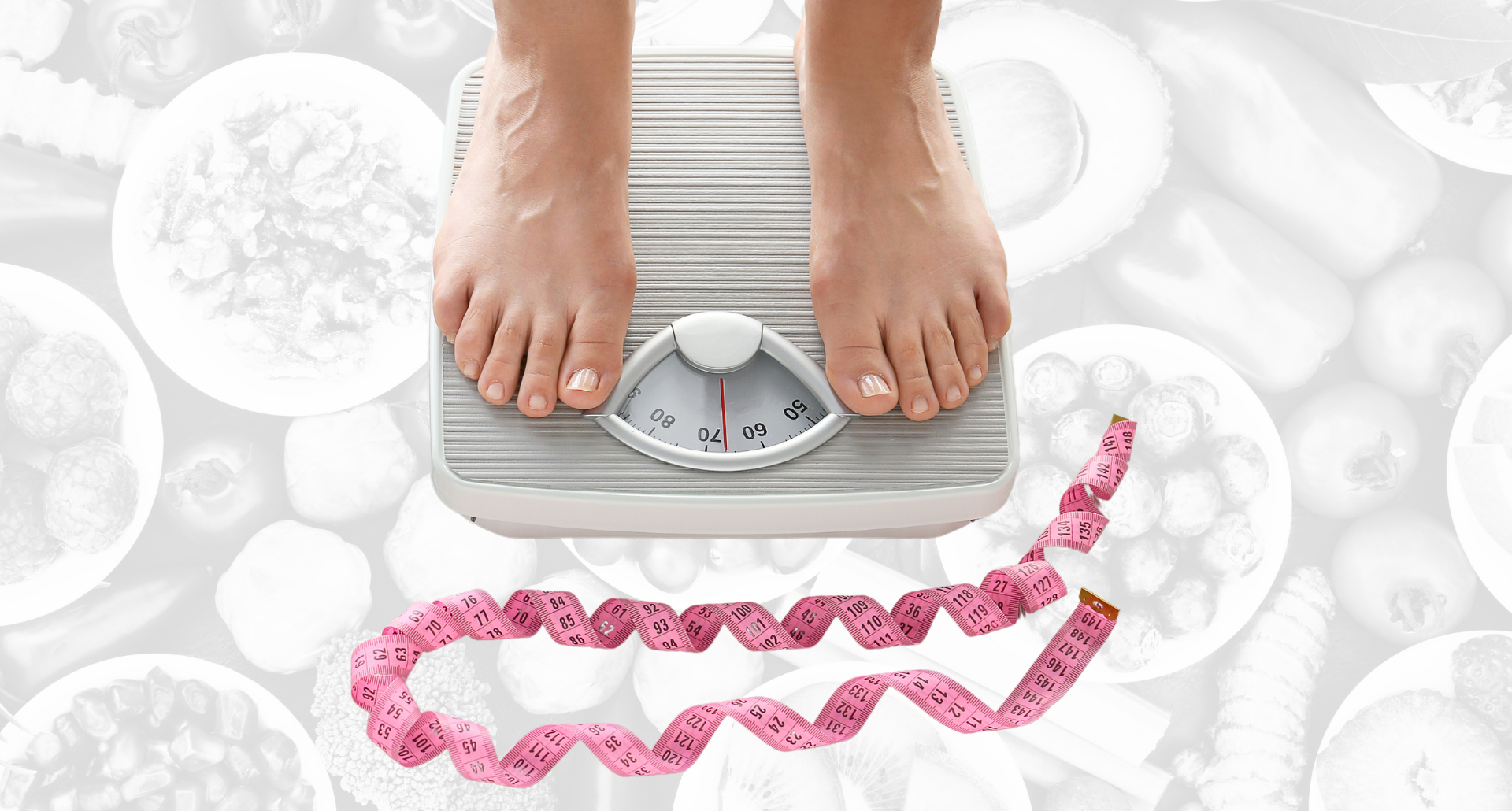 person standing on scales with a mesuaring tape