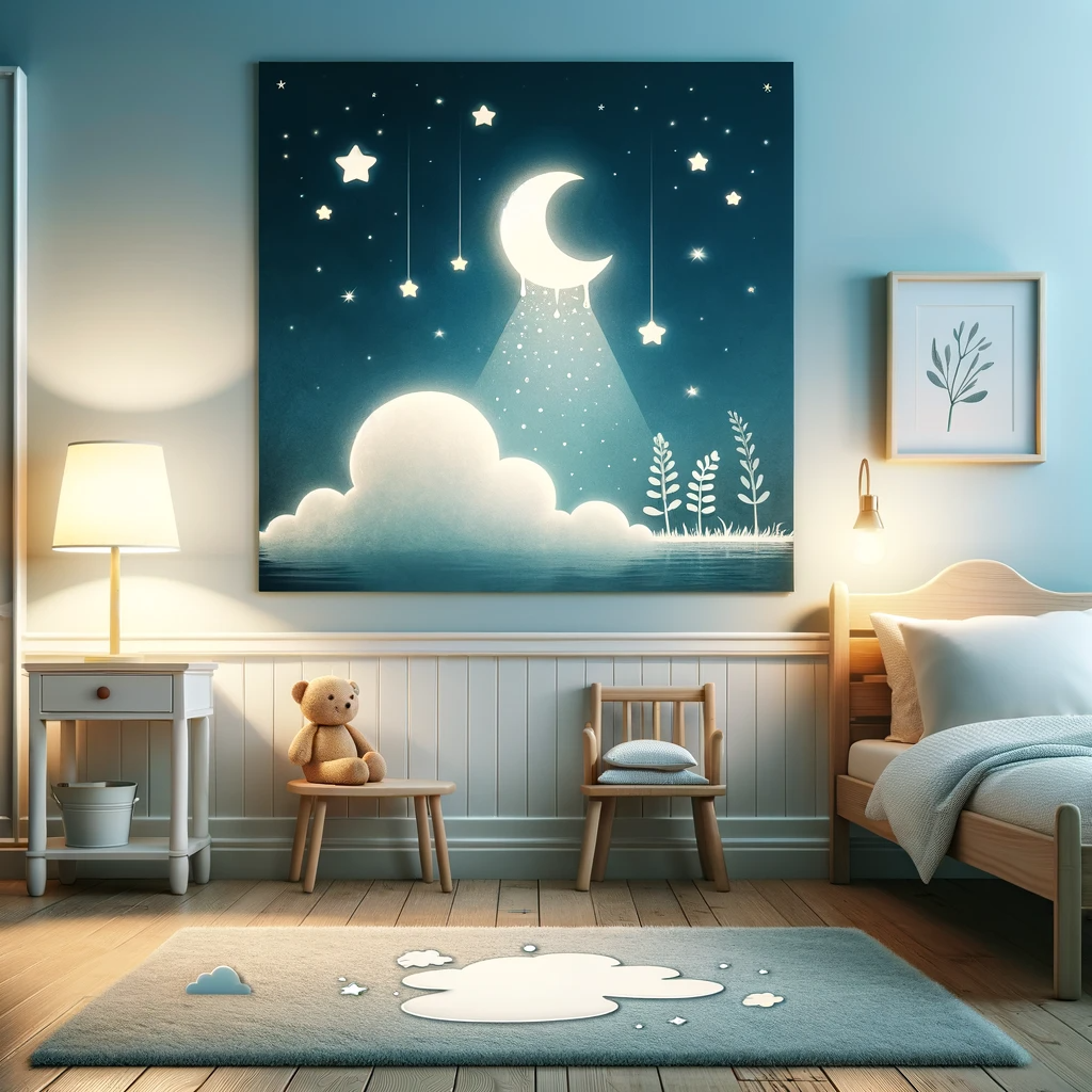 A peaceful night image in a child's bedroom