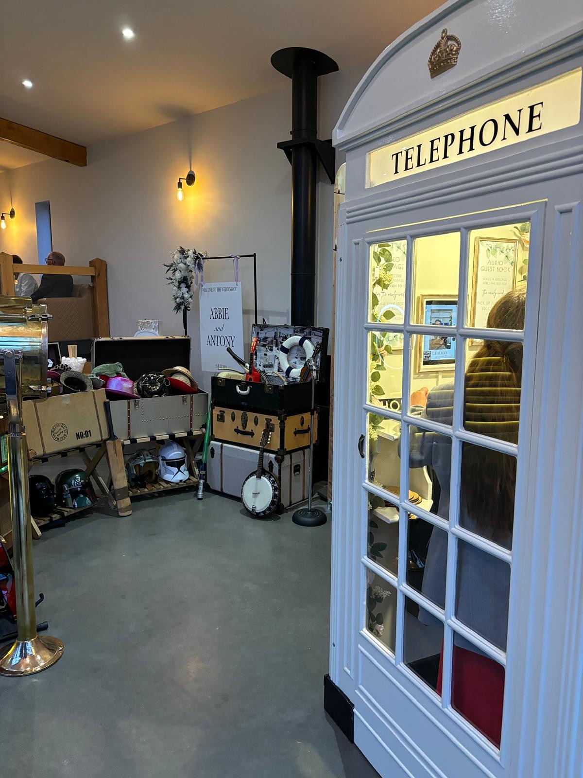 Telephone Box post box hire weddings