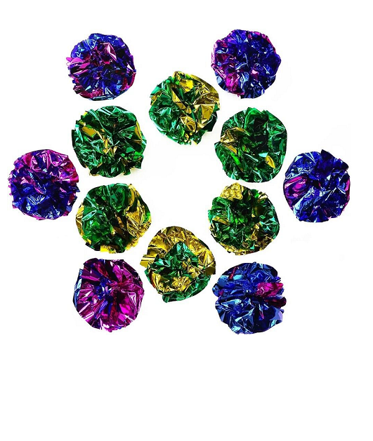 Cat Kitten Crinkle Foil Toy Balls, Set of 4
