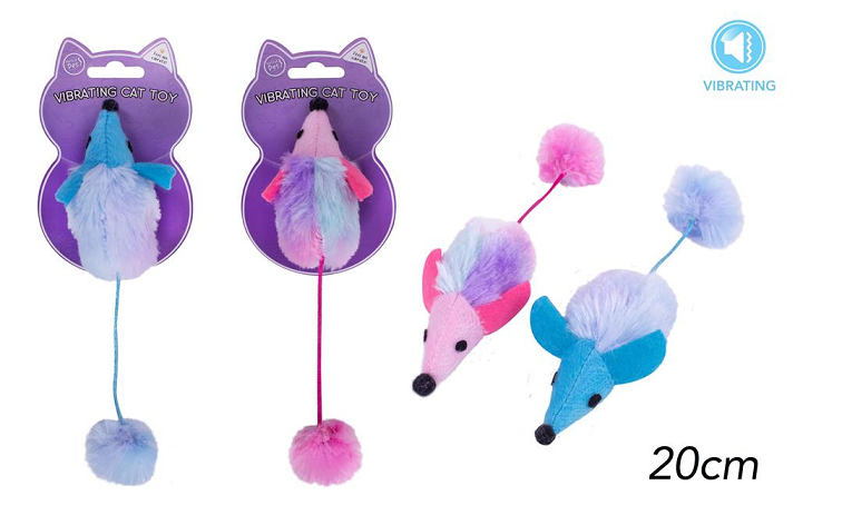 World of Pets Cat Kitten Rainbow Vibrating Mouse Toy