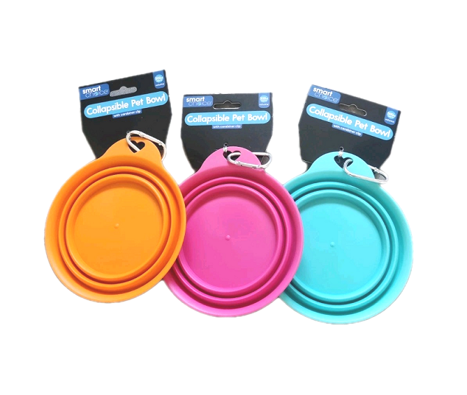 Collapsable Dog Pet Water Food Bowl With Clip 500ml
