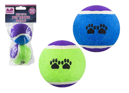 Set of 2 Dog Tennis Balls, Indoor and Outdoor Use