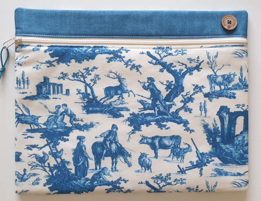 Sajou Large Blue Toile project bag W14" x H11"