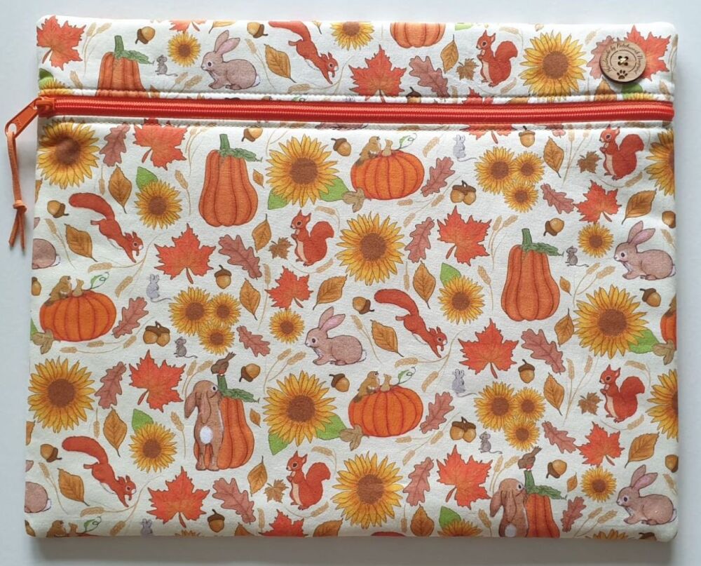 Pumpkins and Sunflowers project bag, W14" x H11", Belle & Boo.