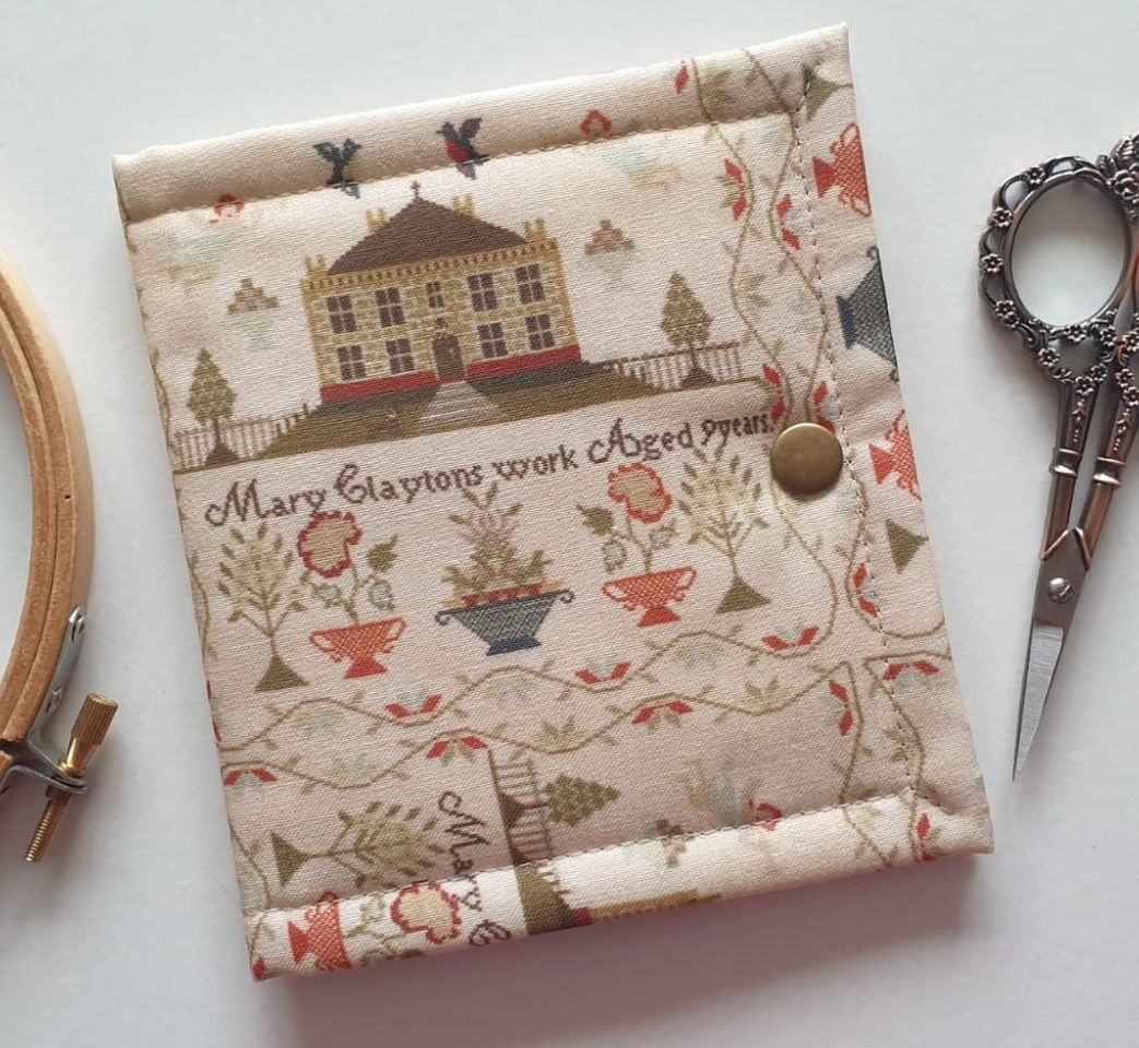 Mary Clayton sampler-print thread/floss keeper