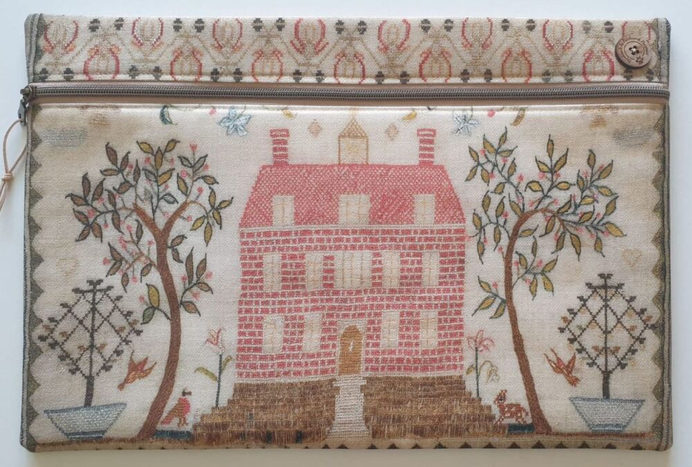 Sarah Stuart 1798 house sampler-print project bag H12" x W17".
