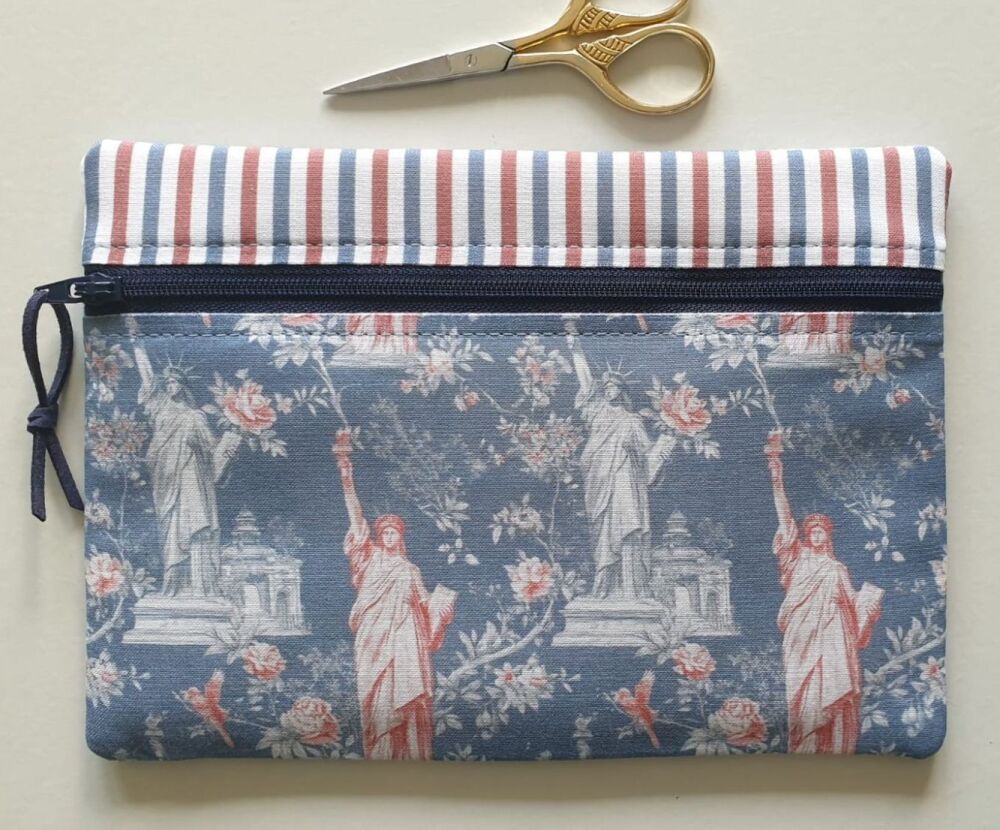Notions pouch to match the Patriotic project bag, HATS fabric
