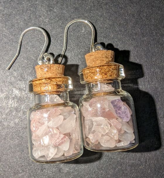 Sterling Silver & Rose Quartz Wish Bottles