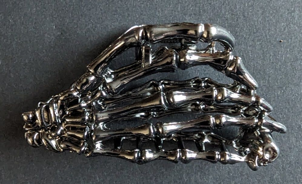 Charcoal Gray Skeleton Hand