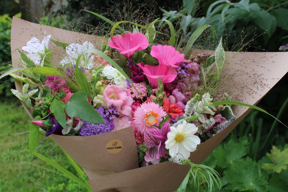 Wrapped Bunch of Seasonal Flowers