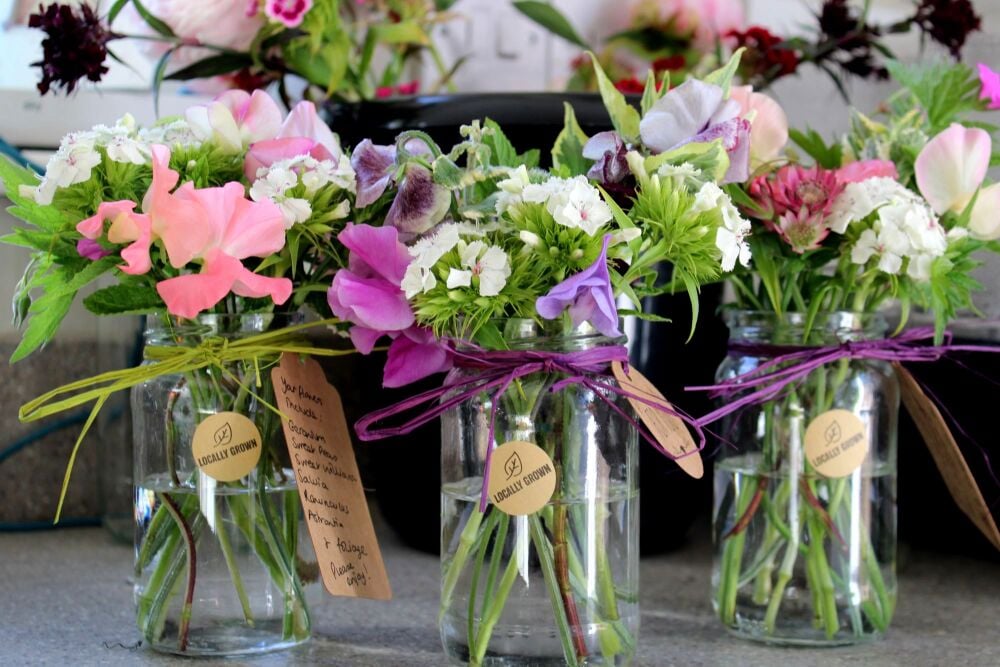 Jam Jar of Seasonal Flowers