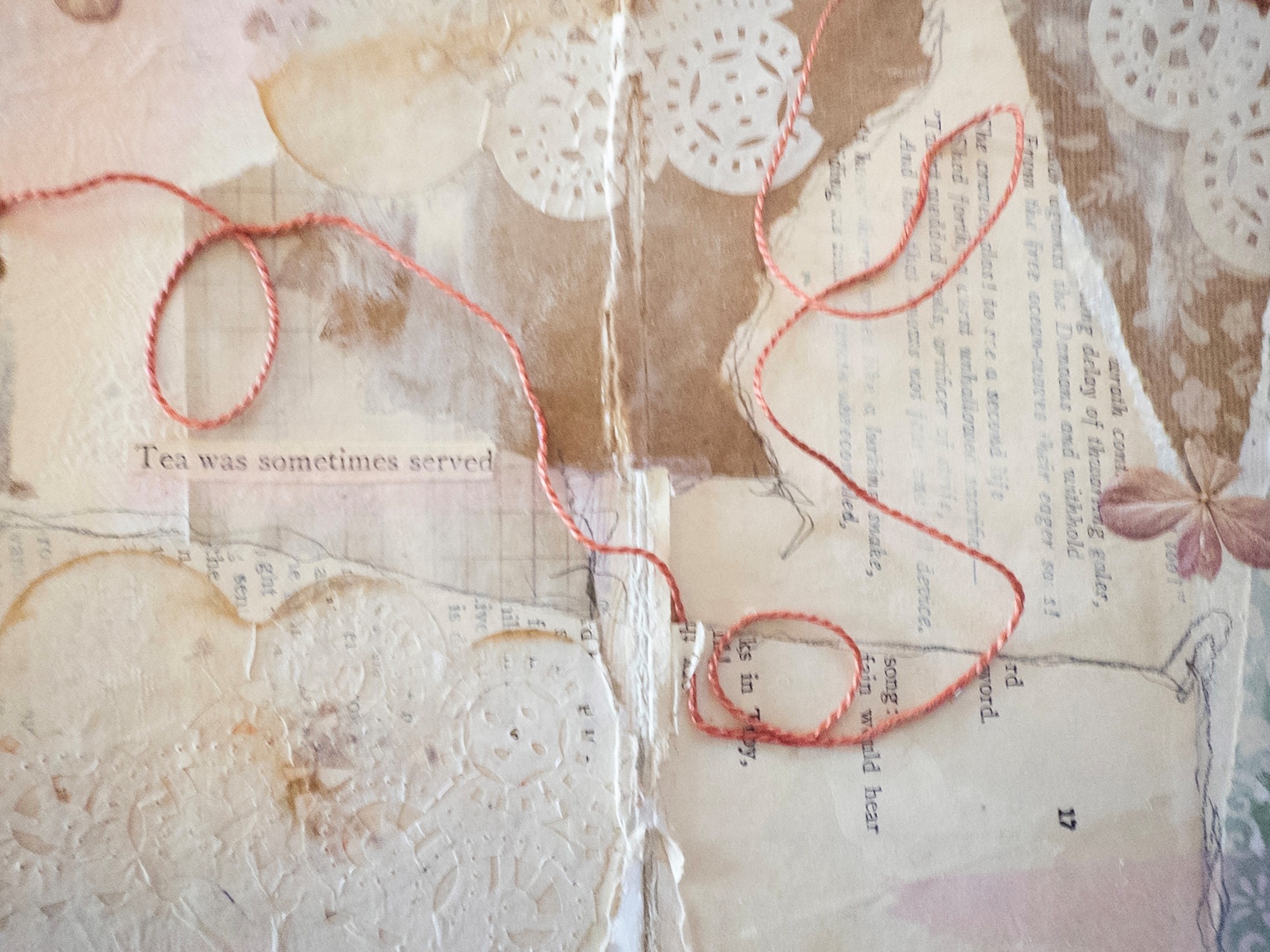 pink art journal spread, tea, art by roanne.jpg