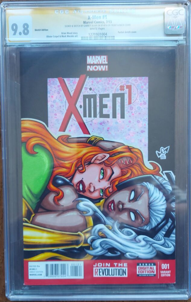 X-Men #1 - GCG Signature Series 9.8 - Garrett Blair Sketch 2014 - Storm and Jean Gray