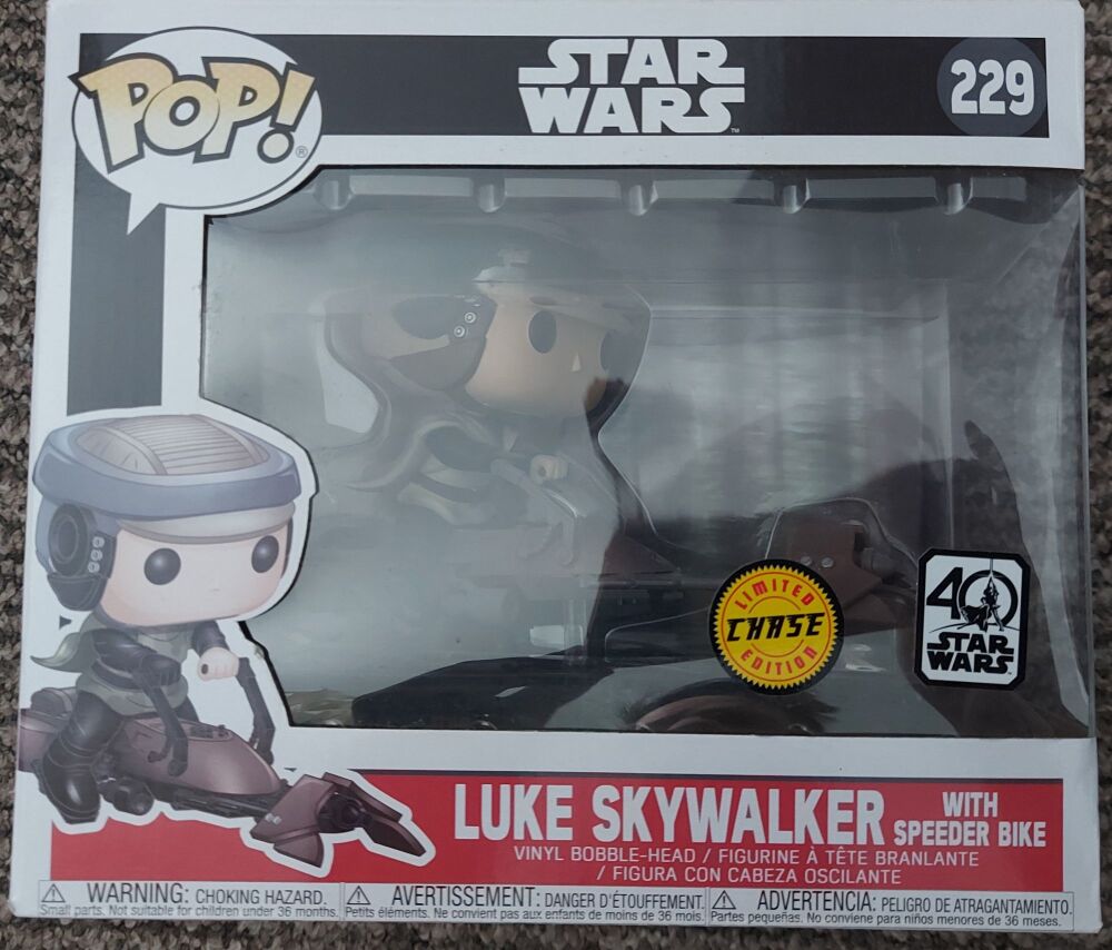 Funko Pop! Star Wars Luke Skywalker with Speeder Bike #229 Vinyl Figure CHASE