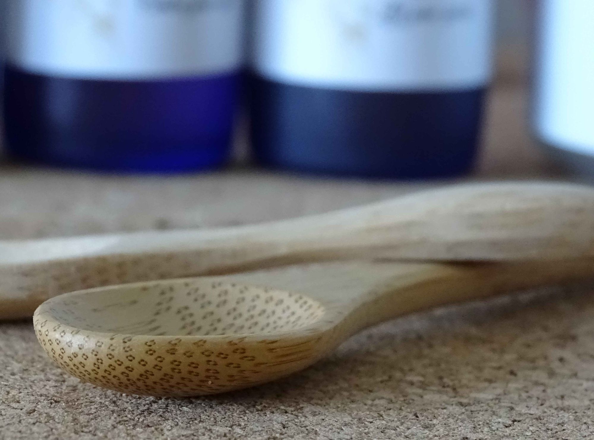 Aromatherapy bottles with bamboo spoons