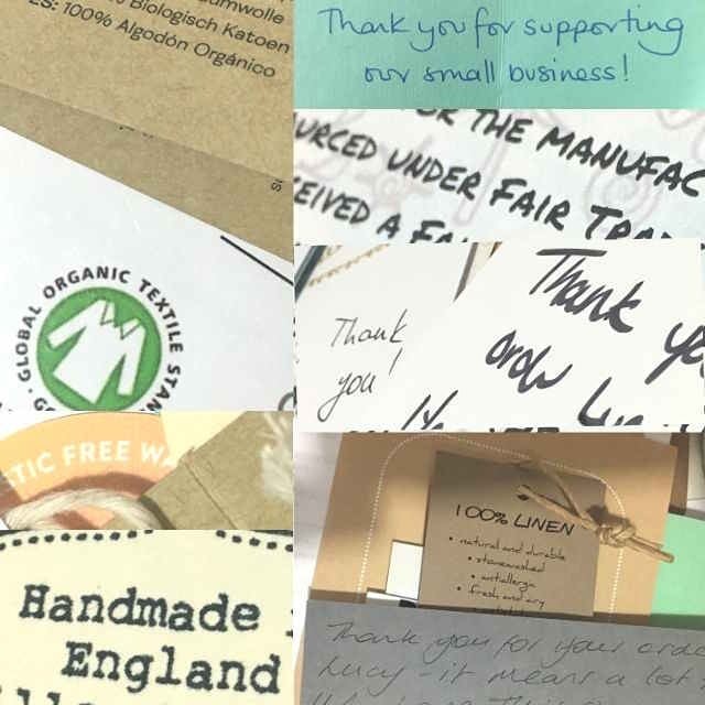 A selection of labels from eco-friendly small businesses who supplied Lucy's Facials.