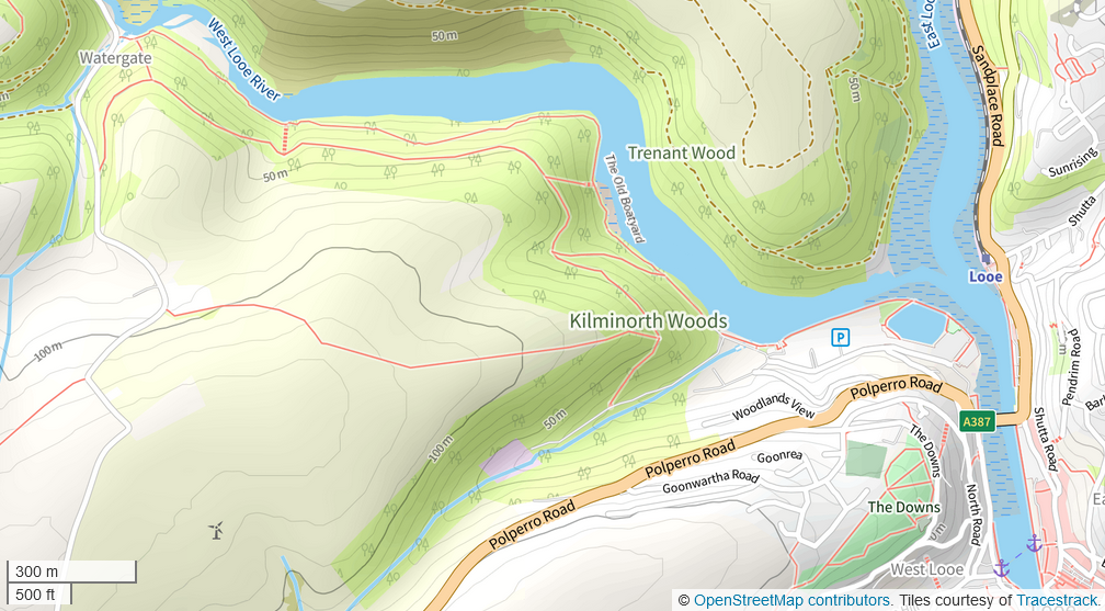 Map of Kilminorth Woods, Cornwall, UK