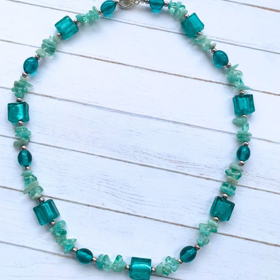 Aquamarine & Glass Necklace