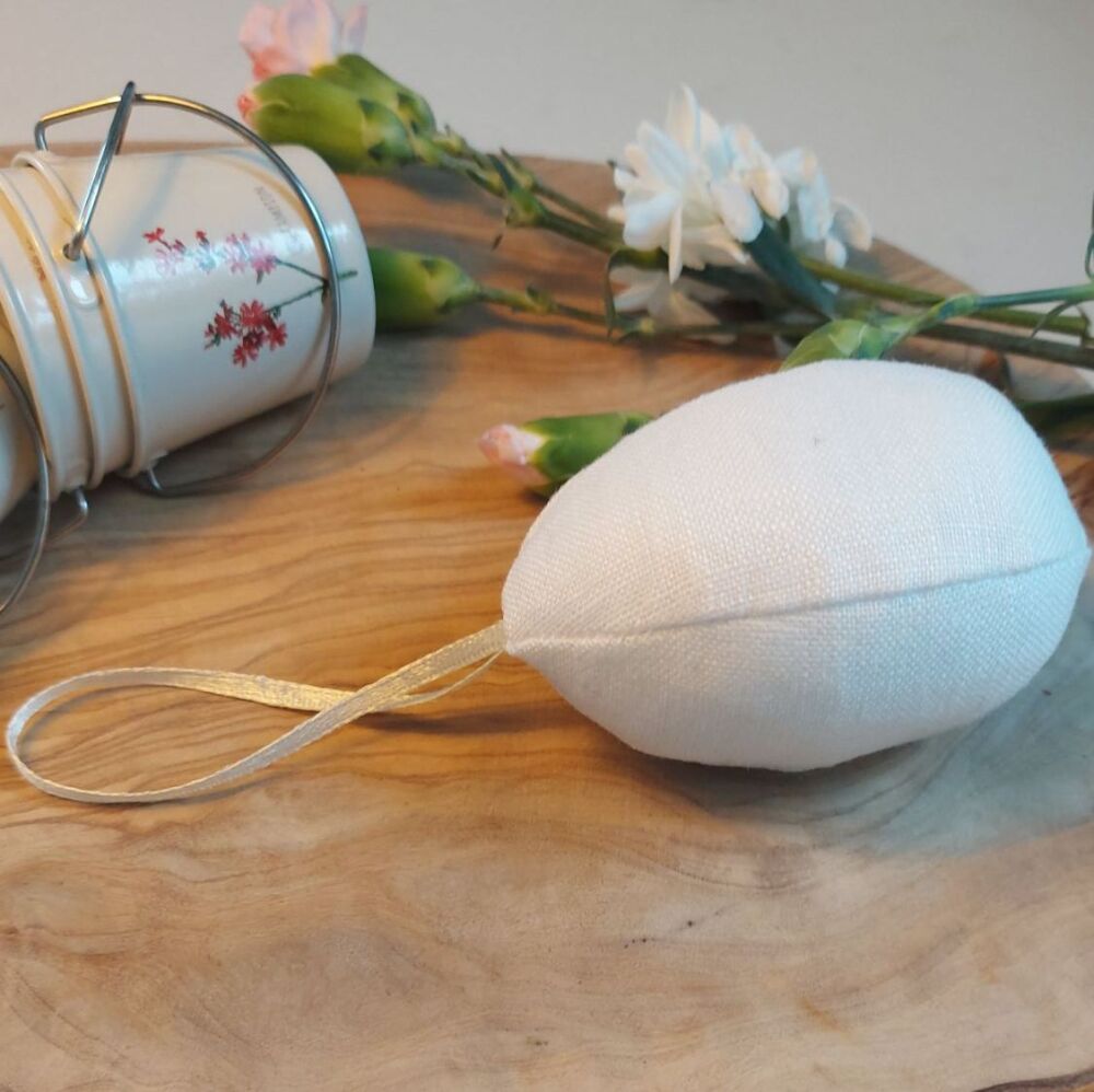 Plain white linen fabric Easter egg