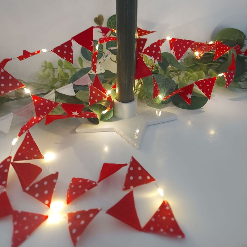 Red & white fairy light bunting