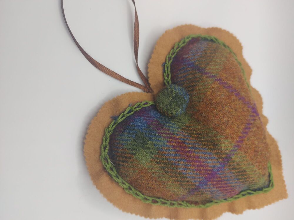 Multi Donegal tweed hanging heart