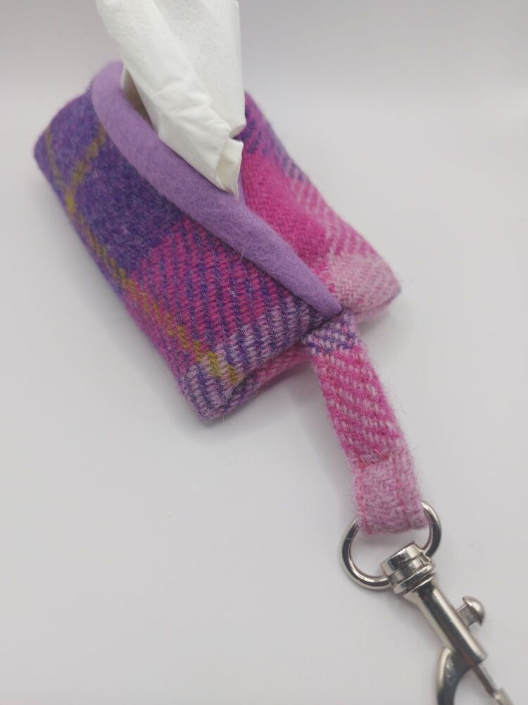 Pink Tweed Tissue Holder with clip