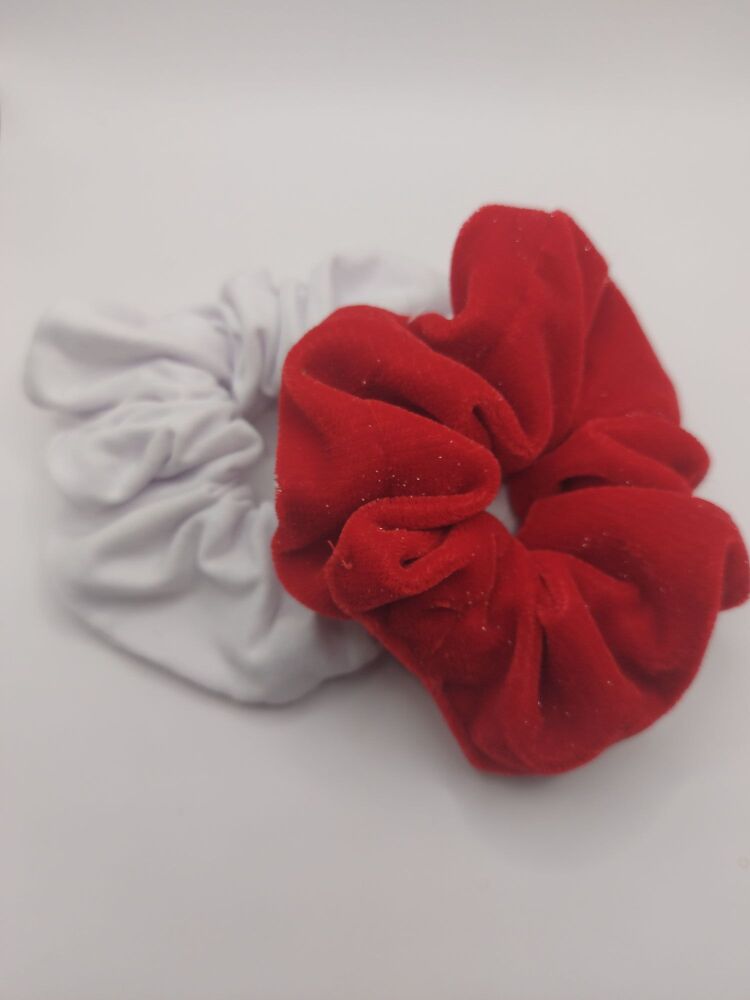 Red & White Pack of 2 Hair Scrunchies