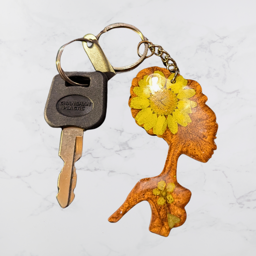 Brown Afro-head Keyring