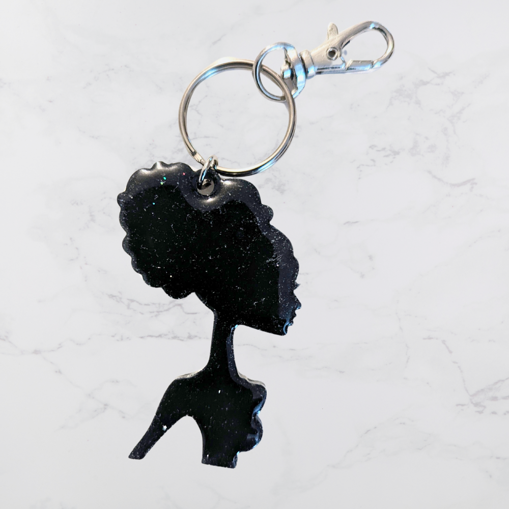 Female afro-head shaped Keyring